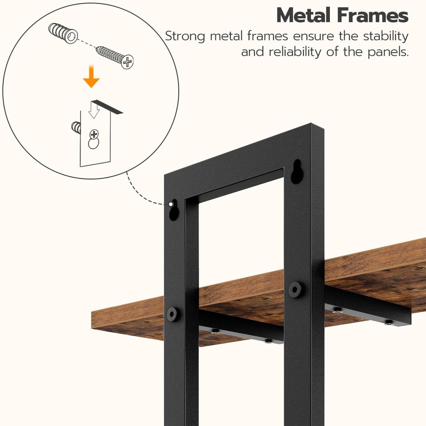 HOOBRO Floating Shelves, 15 Inch Wall Shelf Set of 2, Wall Mounted Storage Shelves 2-Tier, Hanging Bathroom Shelves, for Living Room, Bedroom, Bathroom, Kitchen, Rustic Brown and Black BF32BJ01