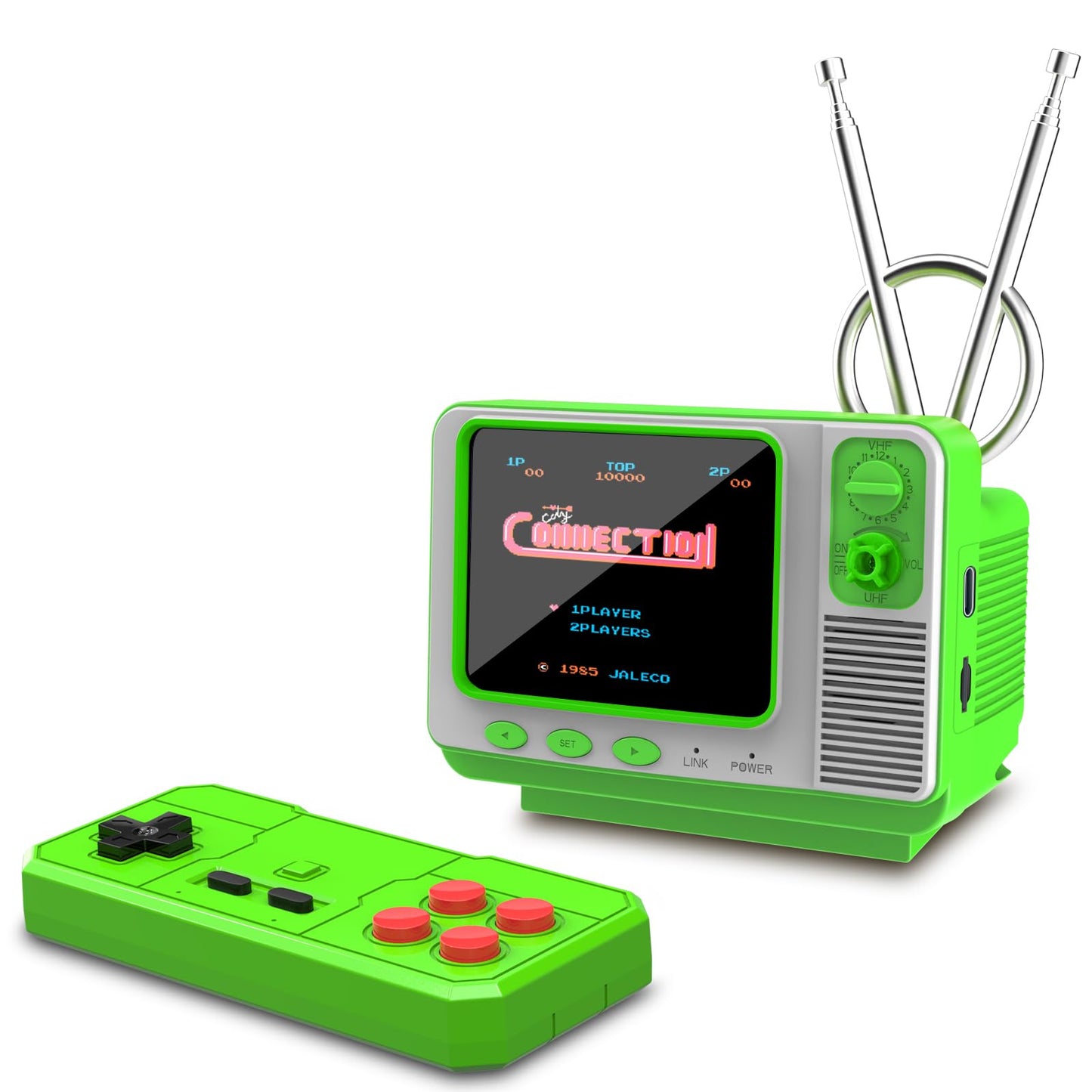 Mini TV Retro Handheld Game Console -JALECO Licensed Classic Games, Portable Gaming Toy with TF Card to Expand 80s 90s Games, Support Two Players & Game Save, Ideal Gift for Boys Girls (Wood)