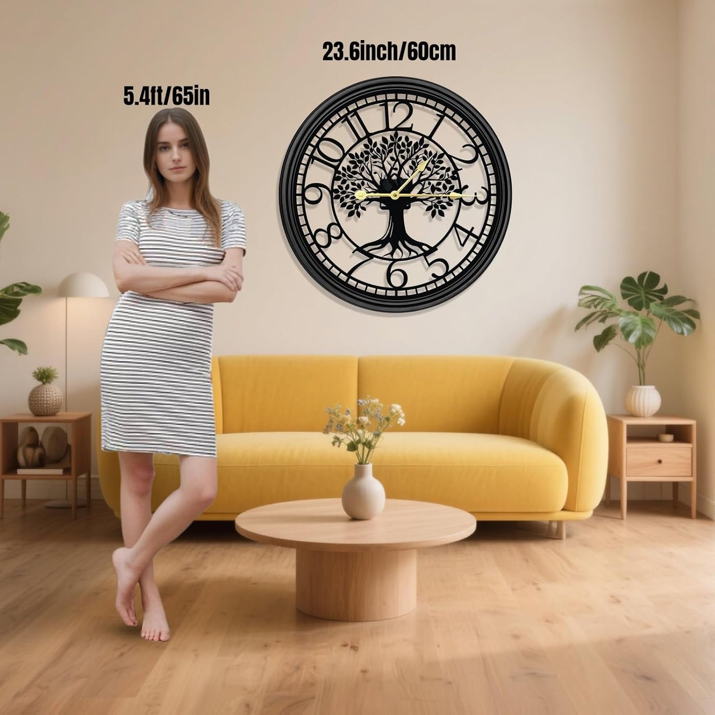 Big Wall Clock - Wall Clocks for Living Room Decor, Quiet and No Ticking Suitable for Wall Decor, Living Room Decoration, Kitchen Decoration